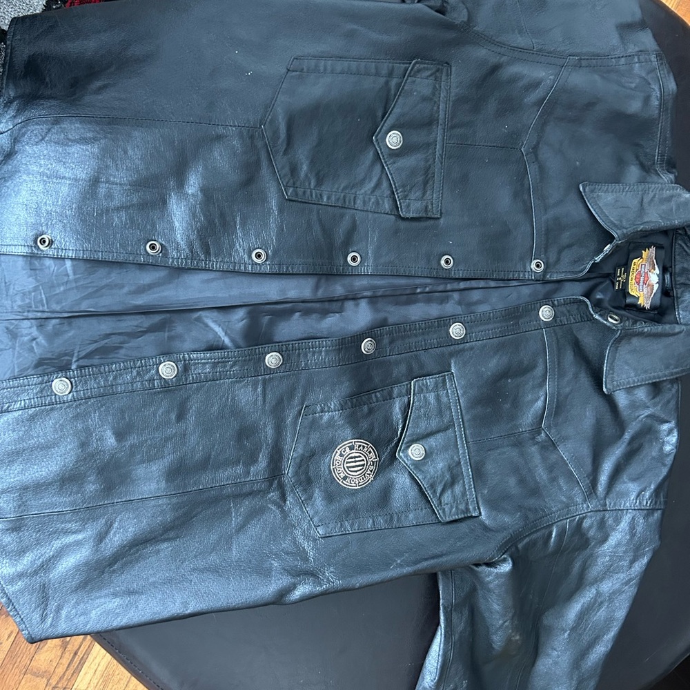 Harley-Davidson Black Leather Jacket with Iconic Logo
